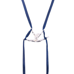 Aerial Silk Necklace - Silver Pendant  + Royal Blue Silk